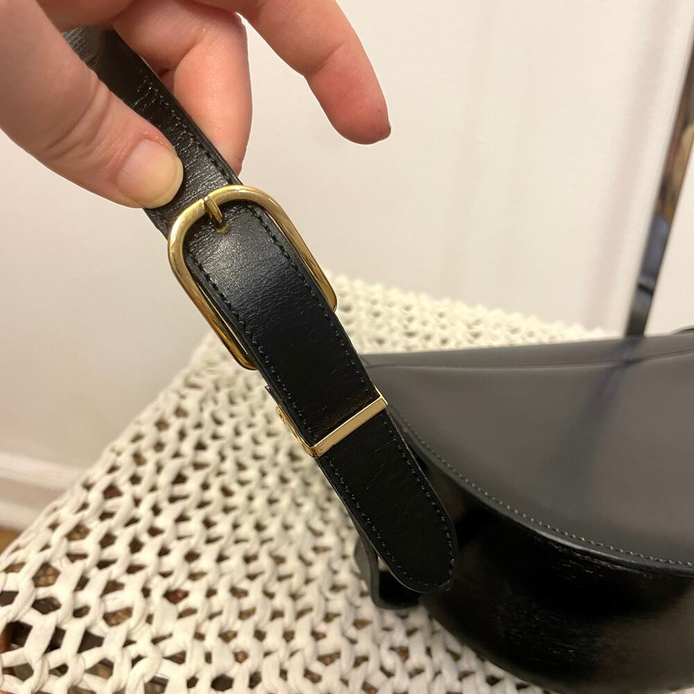 Christian Dior Crossbody Bag Black Vintage Logo Quiet Luxury Etched Leather - Picture 8 of 13